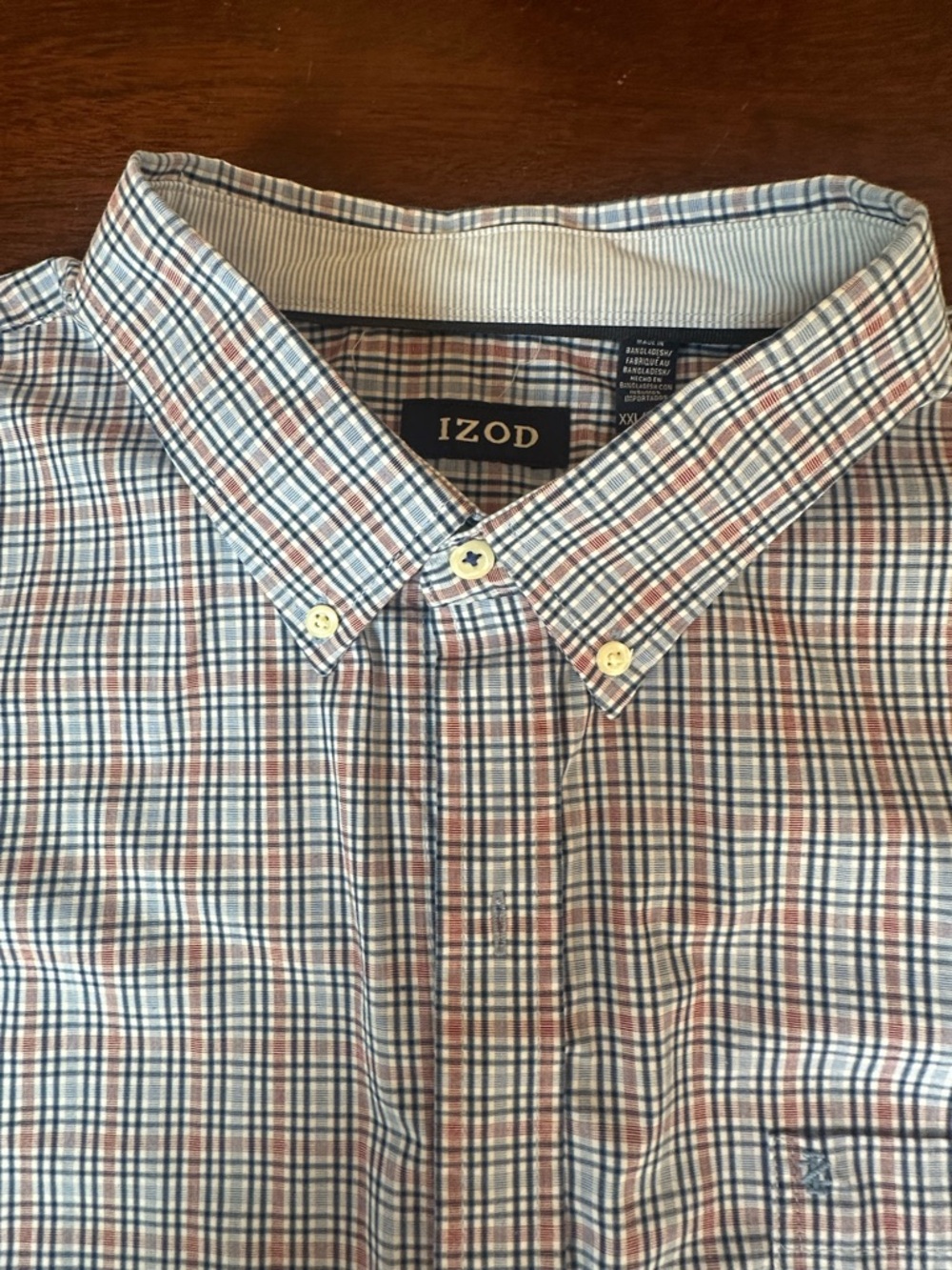 Izod Men's Plaid Button-Down Shirt in Blue and Brown